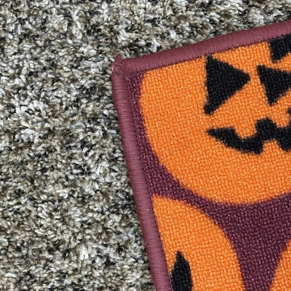 Lot of 2 Halloween Accent Rugs Doormats Pumpkins, Ghosts, Witch, Black Cat 45x26